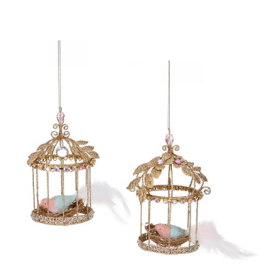 WIRE JEWEL BIRDCAGE ORANMENT