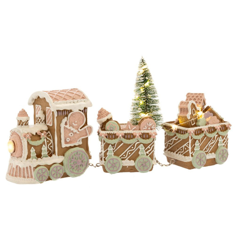 GINGERBREAD TRAIN WITH LED LIGHTS