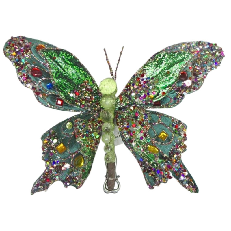 BUTTERFLY ORNAMENT MULTI EMERALD M