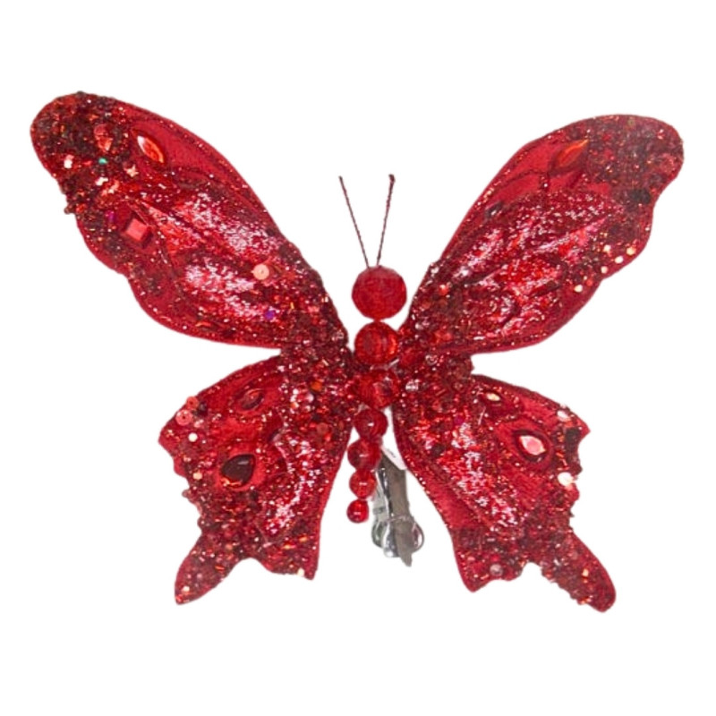 BUTTERFLY ORNAMENT MULTI RED