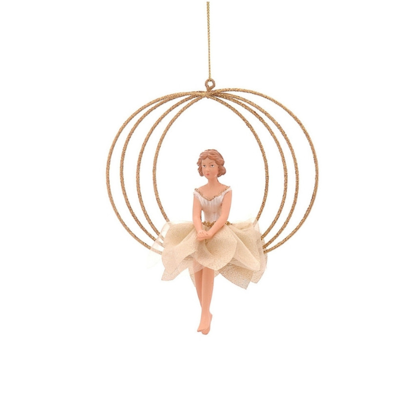 GOLD FAIRIES ON A CIRCLE ORNAMENT