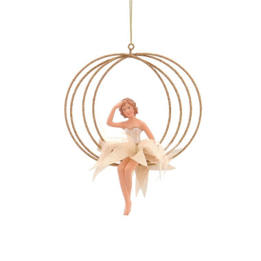 GOLD FAIRIES ON A CIRCLE ORNAMENT