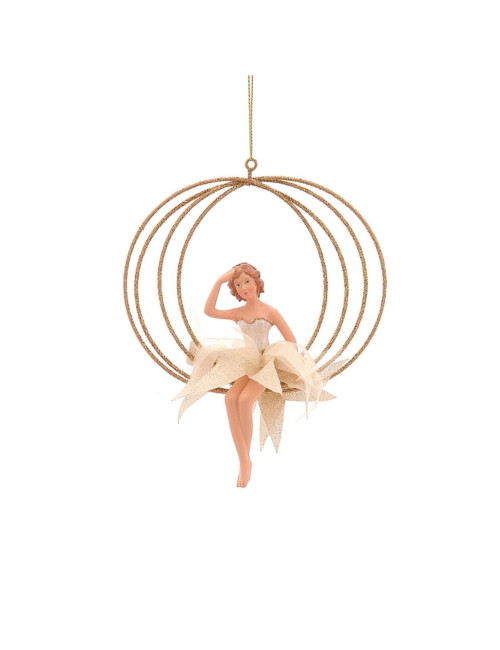 GOLD FAIRIES ON A CIRCLE ORNAMENT