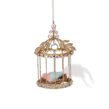 WIRE JEWEL BIRDCAGE ORANMENT