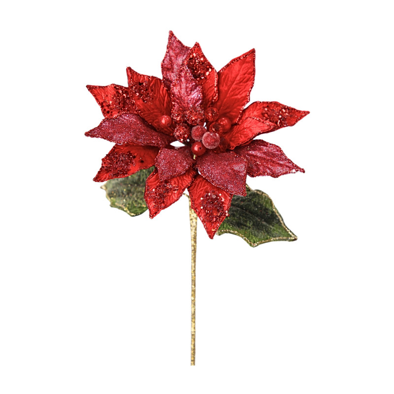 POINSETTIA STEM CHRISTMAS RED S