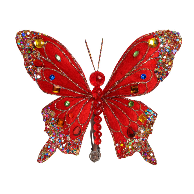 BUTTERFLY ORNAMENT MULTI RED