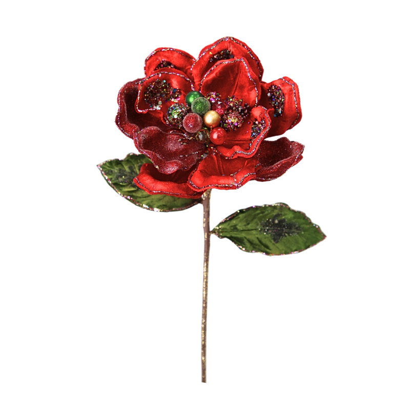 DECORATIVE FLOWER MAGNOLIA MULTI RED L