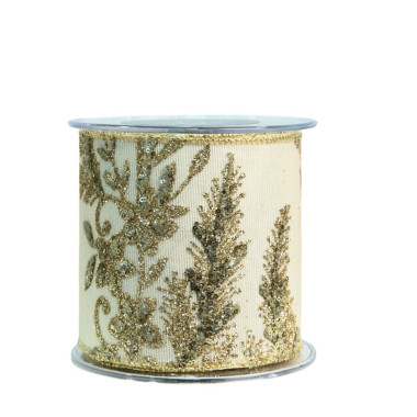 BEIGE RIBBON WITH CHAMPAGNE LEAVES