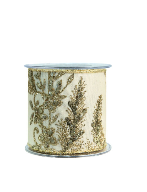 BEIGE RIBBON WITH CHAMPAGNE LEAVES
