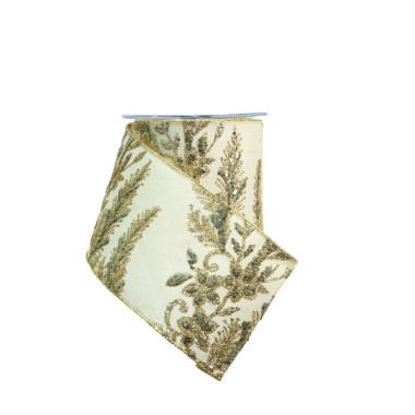 BEIGE RIBBON WITH CHAMPAGNE LEAVES