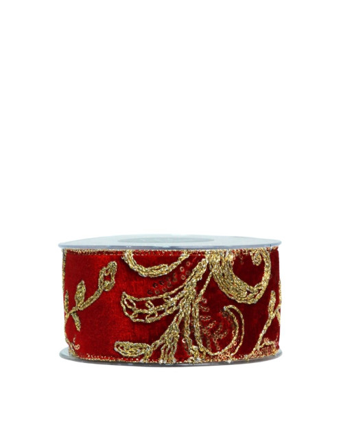 EMBROIDERED BURGUNDY RIBBON