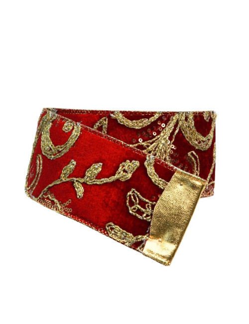EMBROIDERED BURGUNDY RIBBON