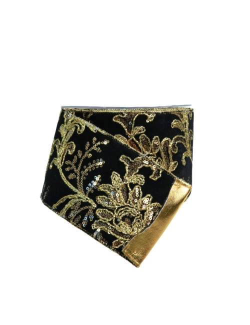 BLACK RIBBON WITH GOLD FLOWER