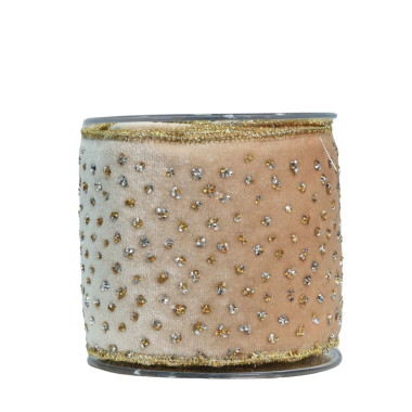 BEIGE RIBBON WITH DOTS
