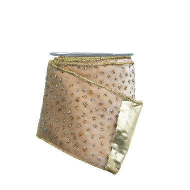 BEIGE RIBBON WITH DOTS