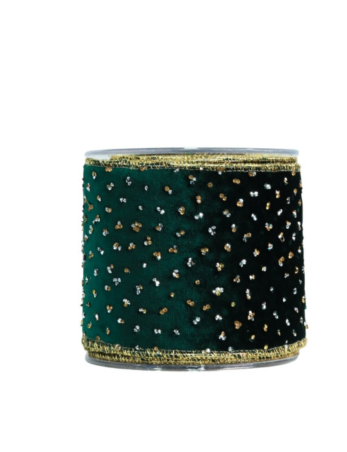 GREEN RIBBON WITH DOTS
