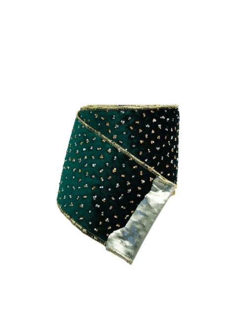 GREEN RIBBON WITH DOTS