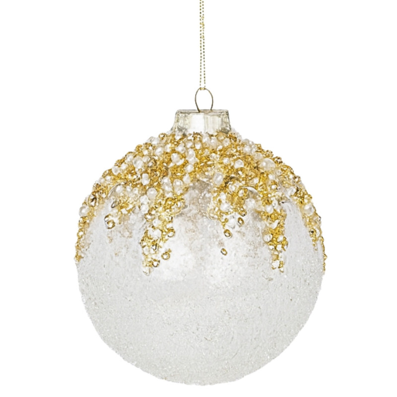 GLASS BALL WITH BEADS ORNAMENT M