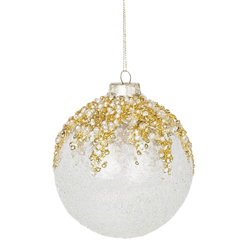 GLASS BALL WITH BEADS ORNAMENT S