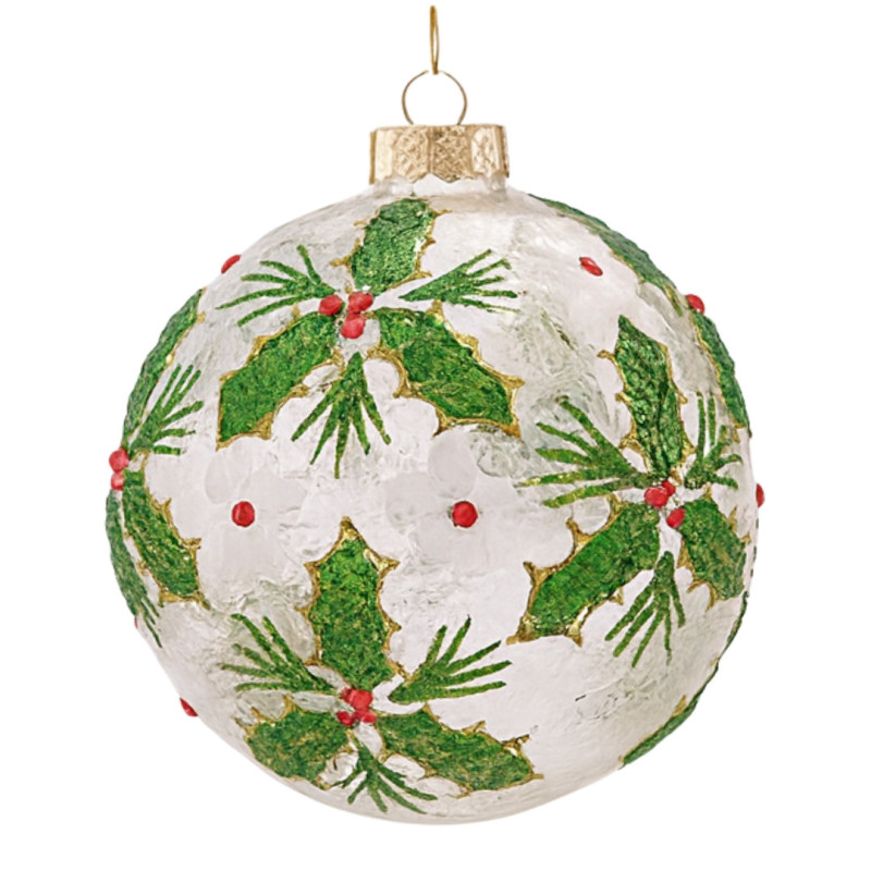 WHITE BALL WITH GREEN LEAVES L
