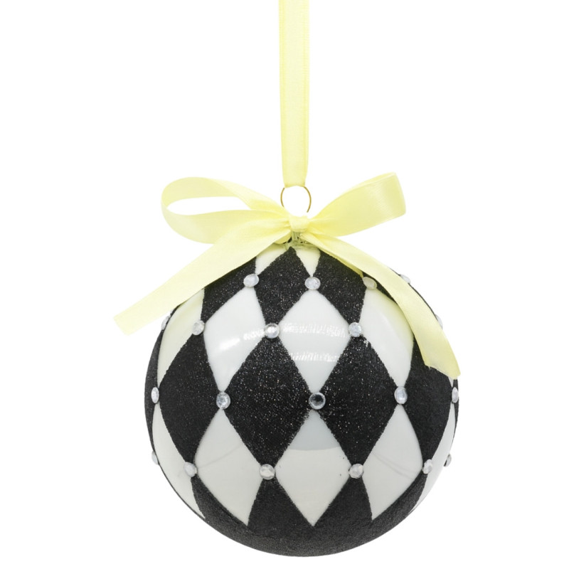 GLASS CHECKERED BALL ORNAMENT
