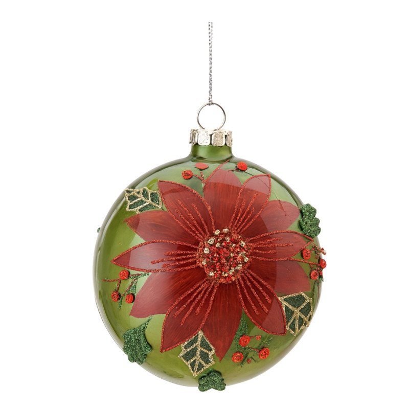 GREEN BALL WITH RED FLOWERS M