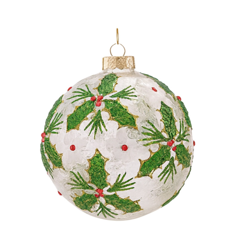 WHITE BALL WITH GREEN LEAVES M