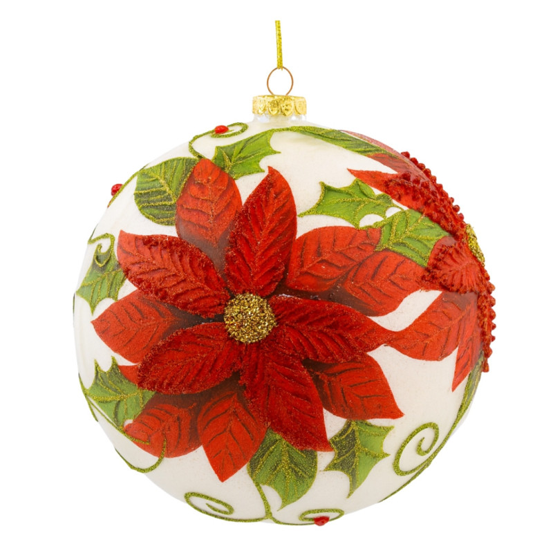 RED FLOWERS BALL ORNAMENT