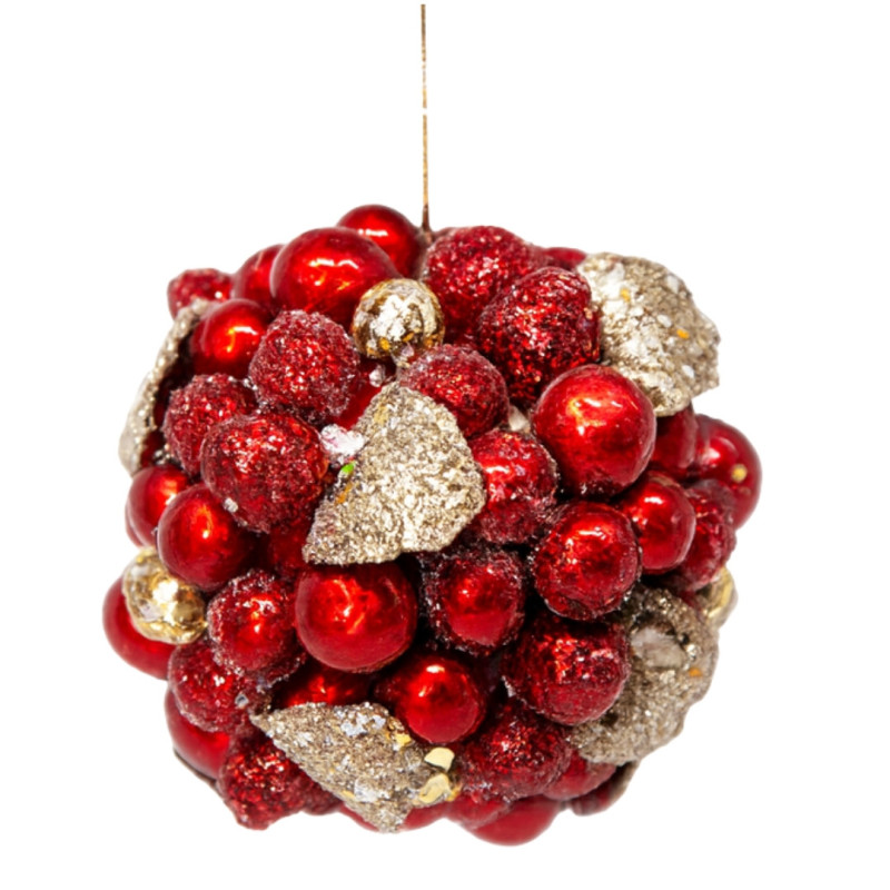 RED BALL WITH GOLD LEAVES