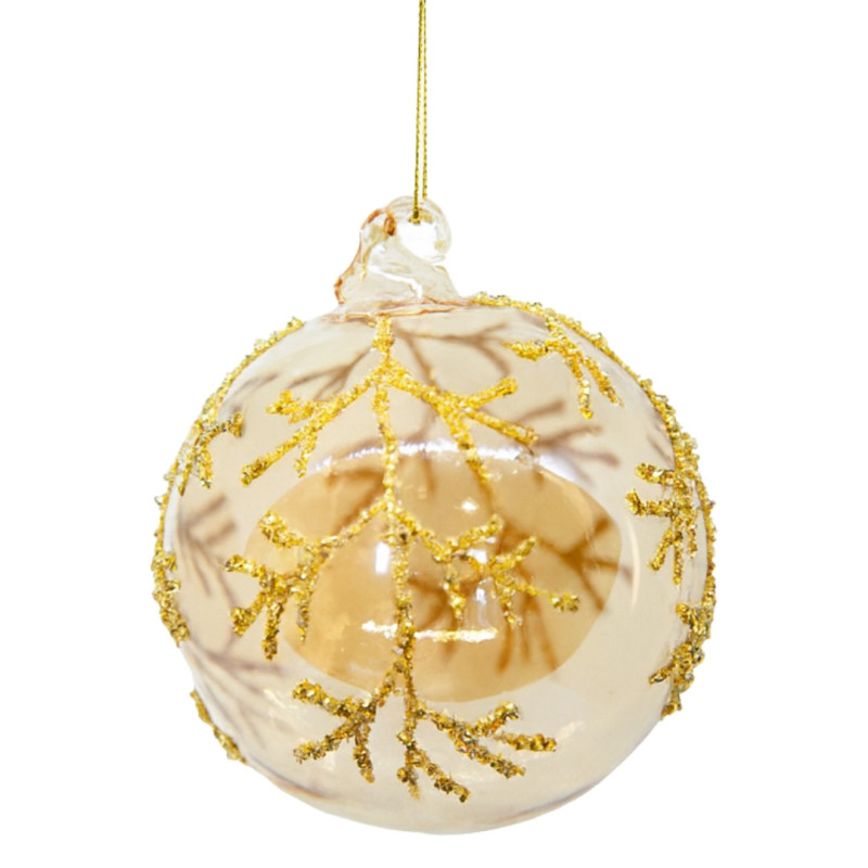 GOLD BALL WITH SNOWFLAKES M