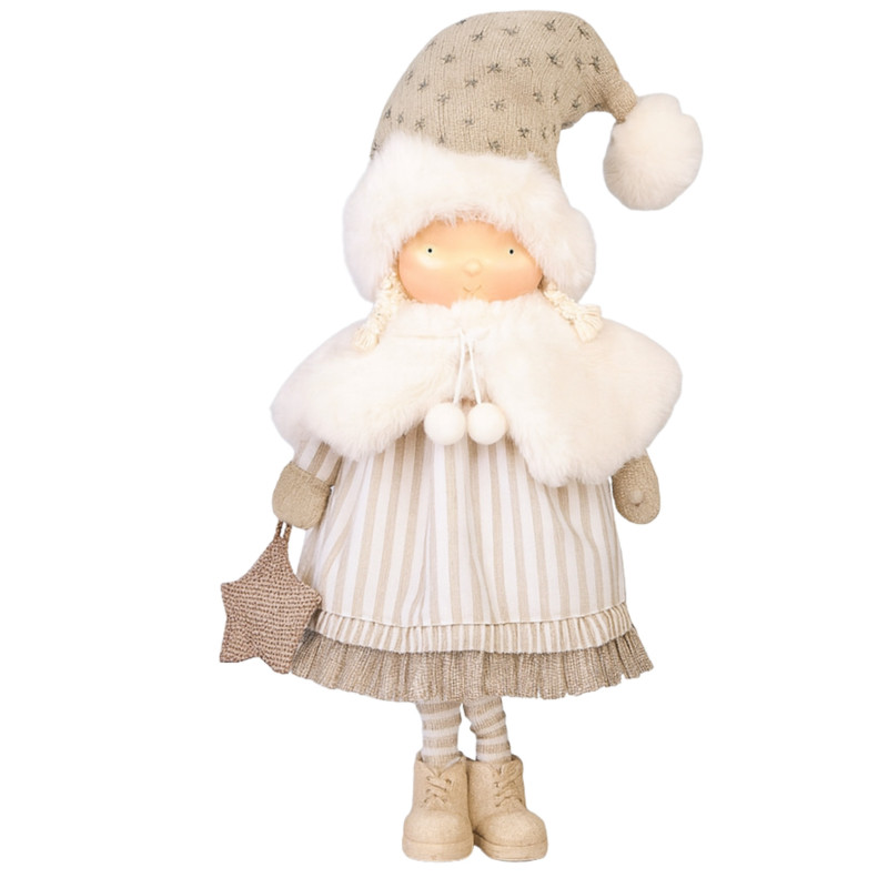 DOLL WITH HAT AND STRIPED DRESS
