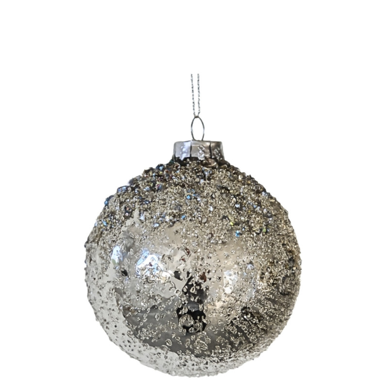 SILVER MIRROR BALL ORNAMENT S