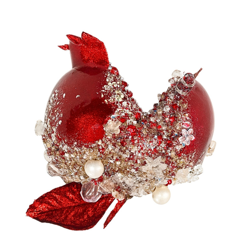 RED POMEGRANATE WITH WHITE CRYSTALS
