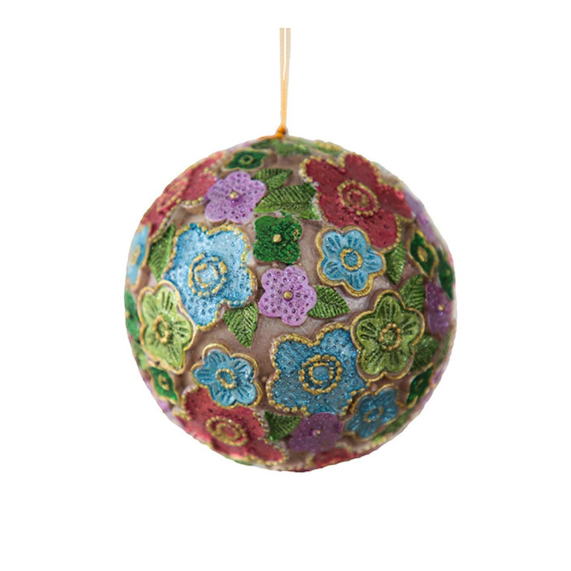 BALL WITH BLOOMING FLOWERS ORNAMENT