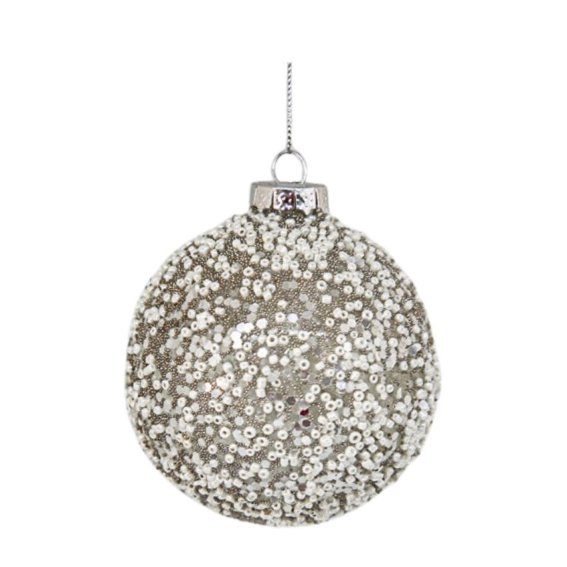WHITE RHINESTONE BSLL ORNAMENT M
