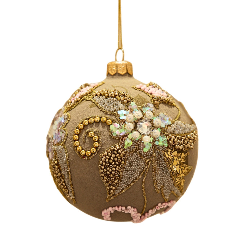 PINK & GOLD FLORAL ORNAMENT