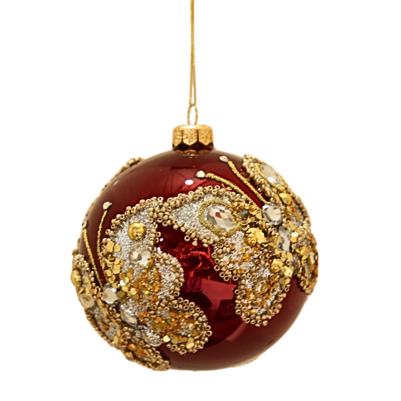 BURGUNDY & GOLD BUTTERFLY ORNAMENT