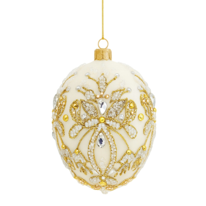 WHITE & GOLD CRYSTAL ORNAMENT