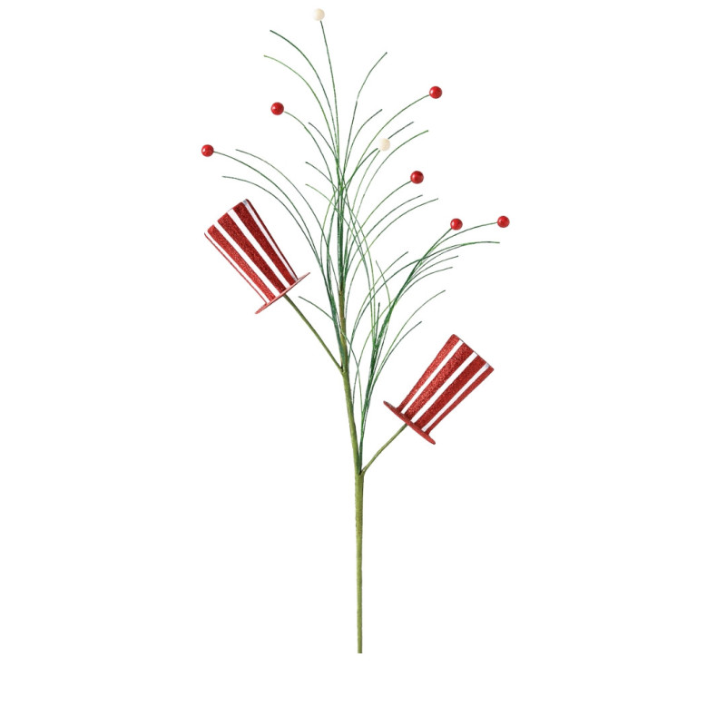 BRANCH WITH STRIPED HATS