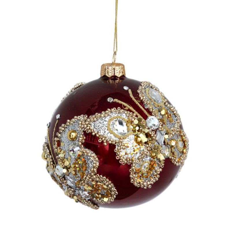 BURGUNDY & GOLD BUTTERFLY ORNAMENT