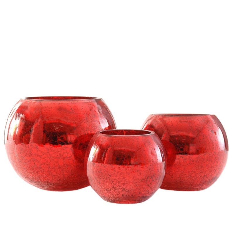 RED GLASS CANDLE HOLDER M