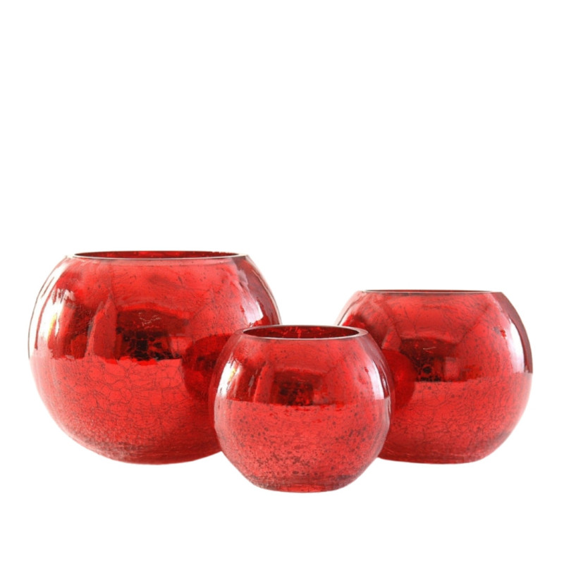 RED GLASS CANDLE HOLDER S