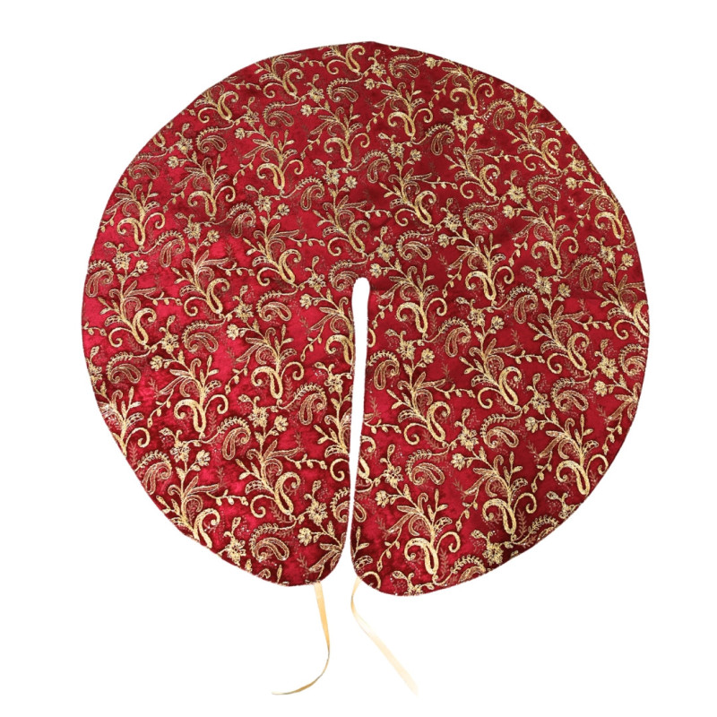 RED EMBROIDERED TREE RUG