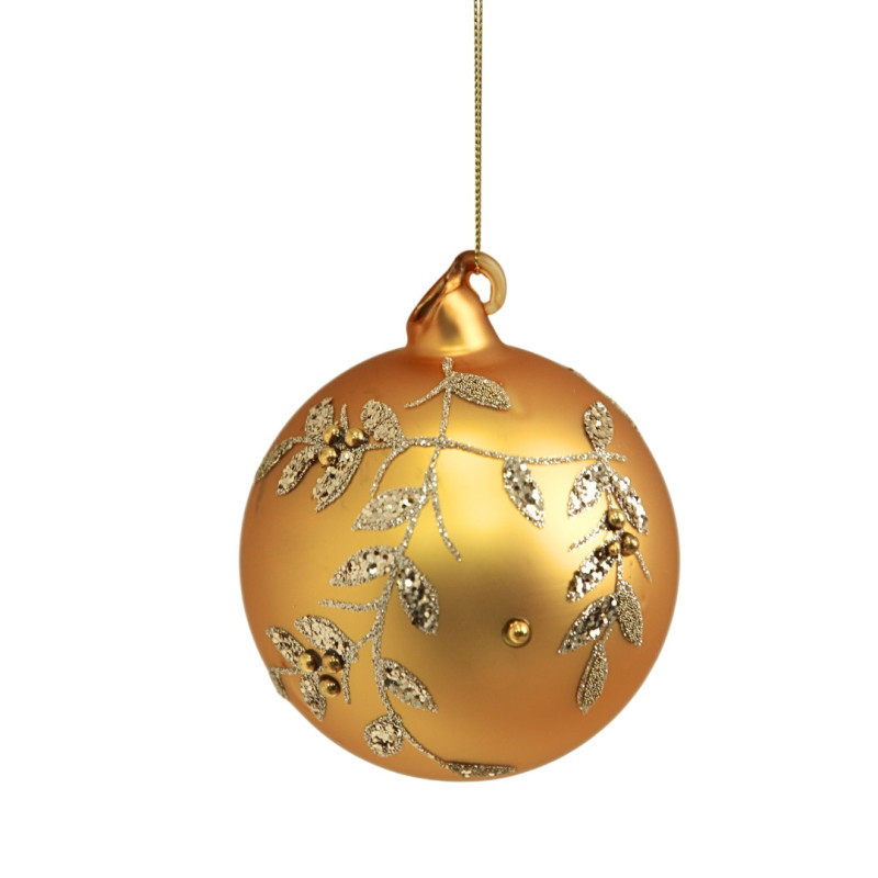 GOLD BALL WITH SILVER FLOWERS