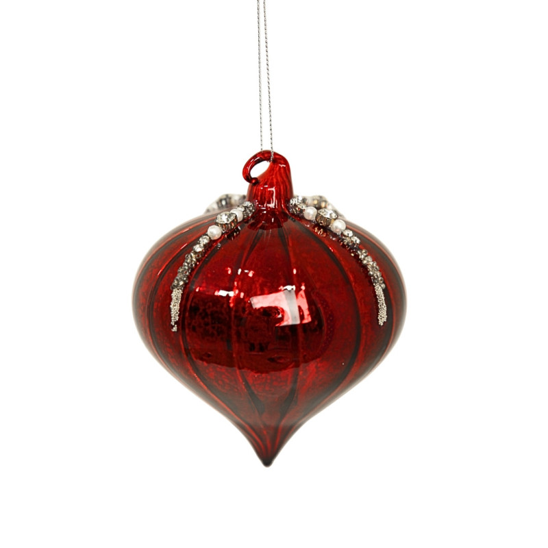 RED GLASS ONION WITH BEADS M