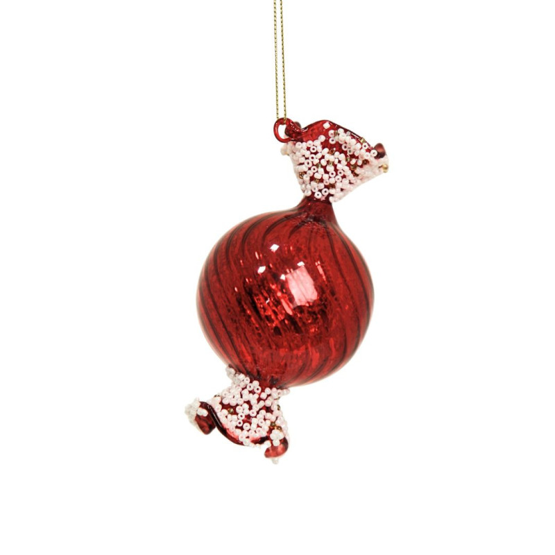RED GLASS CARAMEL ORNAMENT