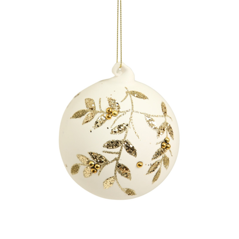 WHITE BALL WITH GOLD FLOWERS