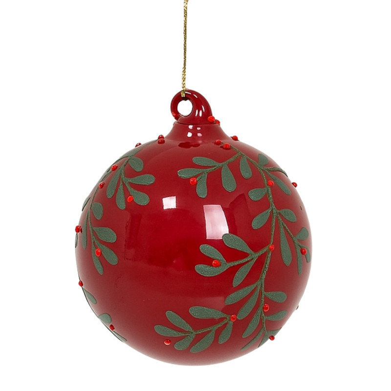 RED BALL WITH GREEN LEAVES