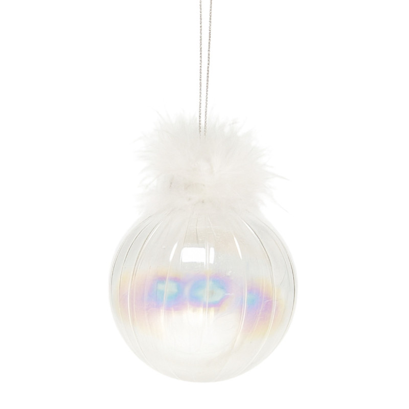 SILVER BALL WITH FEATHERS