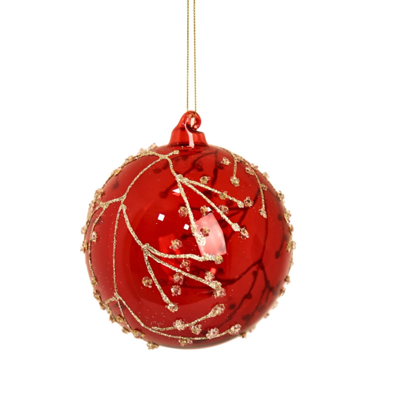 RED GLASS WITH GOLD BRANCHES M